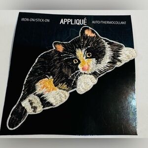 Cat Appliqué Woven Iron On Patch NWT